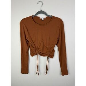 And‎ Now This Womens Burnt Orange Crop Top  Long Sleeves Blouse Sz M